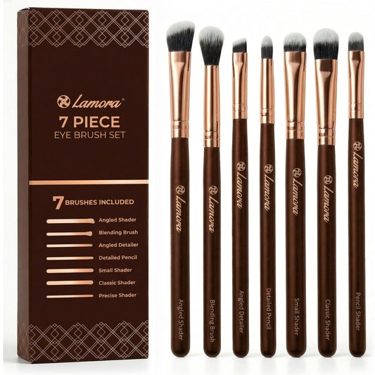 Eye Makeup Brushes Eyeshadow Brush Set - 7pcs Soft Synthetic Eyeshadow Blending Brush Kit - For Blending Eyeshadow, Eyeliner, Crease, Eyebrow - Long Beauty & Personal Care Lamora