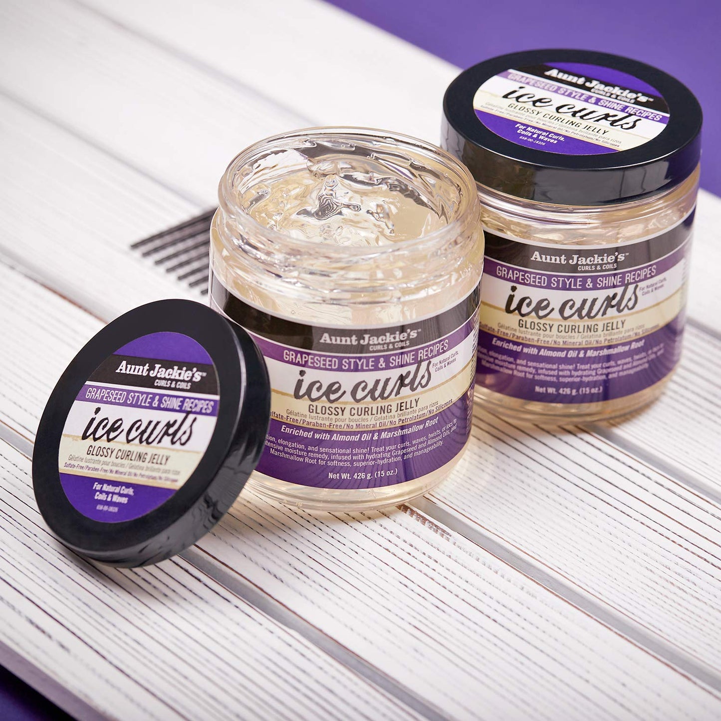 Aunt Jackie's Grapeseed Style and Shine Recipes Ice Curls Glossy Curling Jelly, Hydrates, Softens, Makes Waves, Curls and Coils Easier to Style, 15oz Beauty & Personal Care Aunt Jackie's