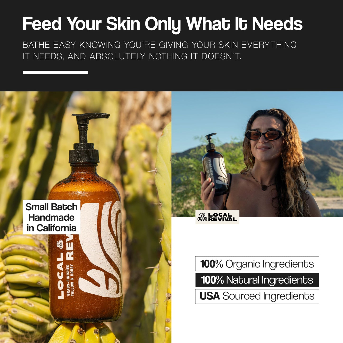 Local Revival Tallow and Honey Body Wash - Wild Coast - Beef Tallow with Honey, Olive Oil, Shea Butter and Jojoba Oil - Moisturizing Body Wash for Men Beauty & Personal Care Local Revival