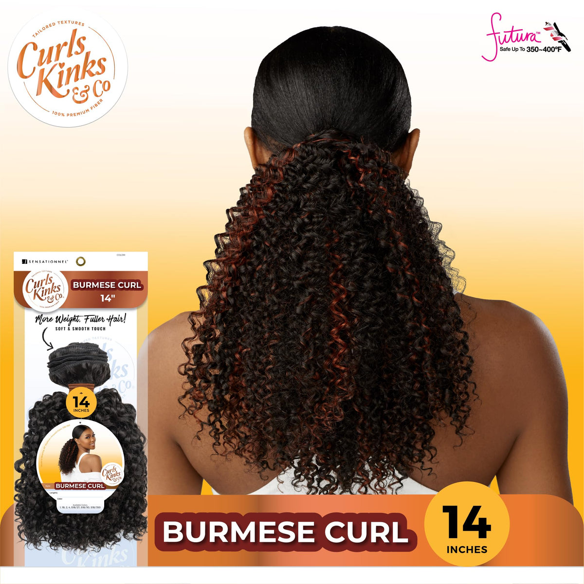Sensationnel CKCO Synthetic Bundle-Burmese Curl,1 pack 14 inch, 1 JETBLACK