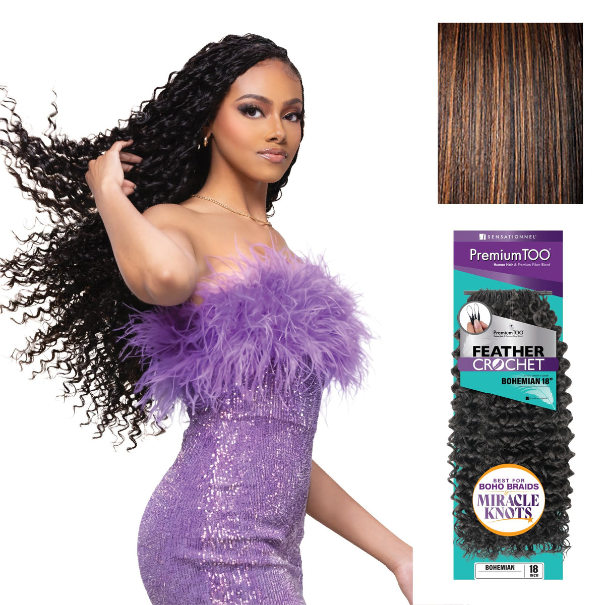 Sensationnel PremiumToo Feather Crochet Braids-Bohemian,18in, S1B/30