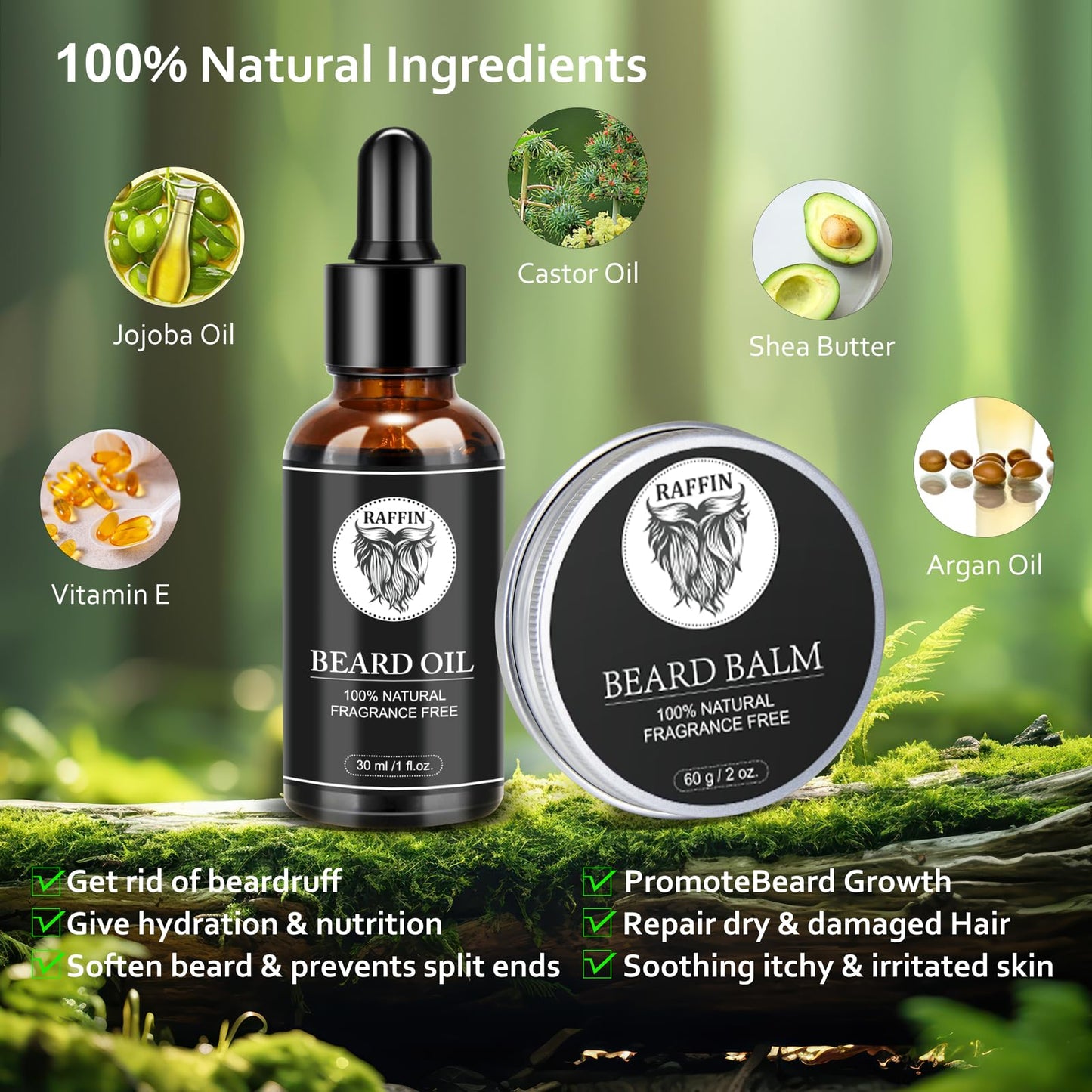 Christmas Gifts for Men - Beard Kit for Men's Self-care, Outfits Men's Grooming Routine, Anniversary | Birthday Gifts for Him Husband Boyfriend Dad Beauty & Personal Care RAFFIN