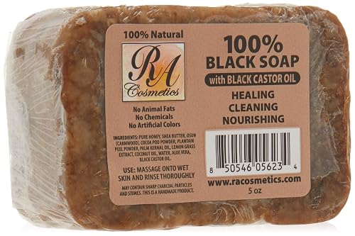 RA COSMETICS 100% Black Soap, Black Castor Oil, 5 oz Beauty & Personal Care RA COSMETICS