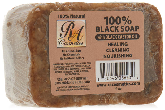 RA COSMETICS 100% Black Soap, Black Castor Oil, 5 oz Beauty & Personal Care RA COSMETICS