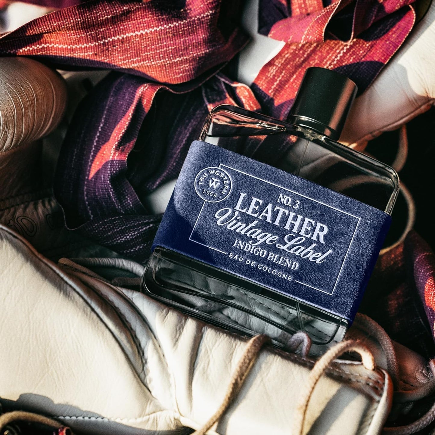 Leather No. 3 by Tru Western, Vintage Label Indigo Blend, 3.4 fl oz (100 ml), with Notes of Velvety Citrus, Blue Vetiver, Wild Lavender, and Sueded Beauty & Personal Care Tru Fragrance Beauty