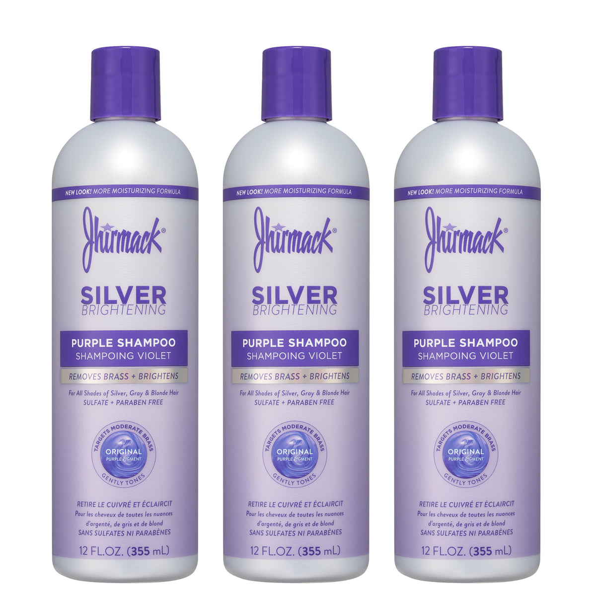 Jhirmack Silver Brightening Purple Shampoo Set of 3 for all types of silver, grey, and blonde hair Beauty & Personal Care jhirmack
