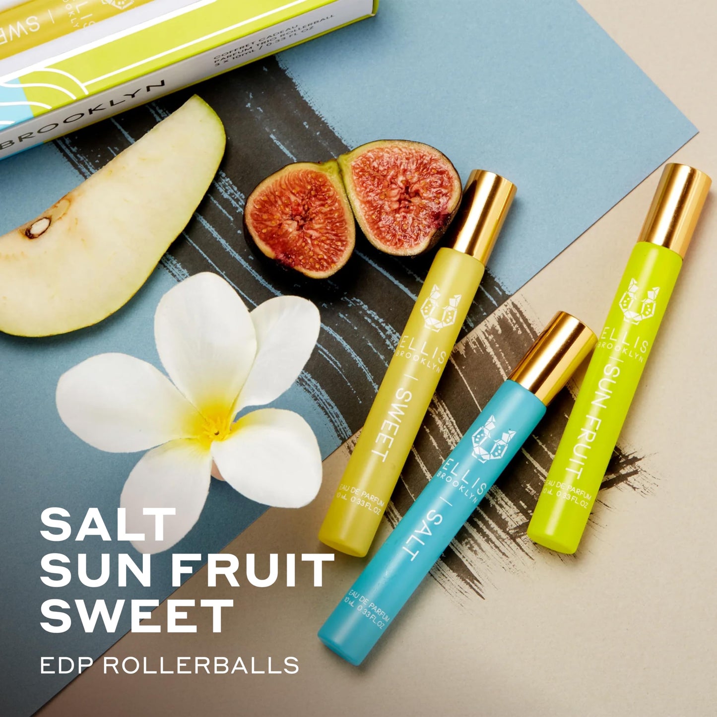 Ellis Brooklyn HAIKU Fragrance Trio Set of 3 x 10ml Eau de Parfum Rollerballs - SALT, SWEET & SUN FRUIT - Vegan, Cruelty-Free, Sustainable Beauty & Personal Care Ellis Brooklyn