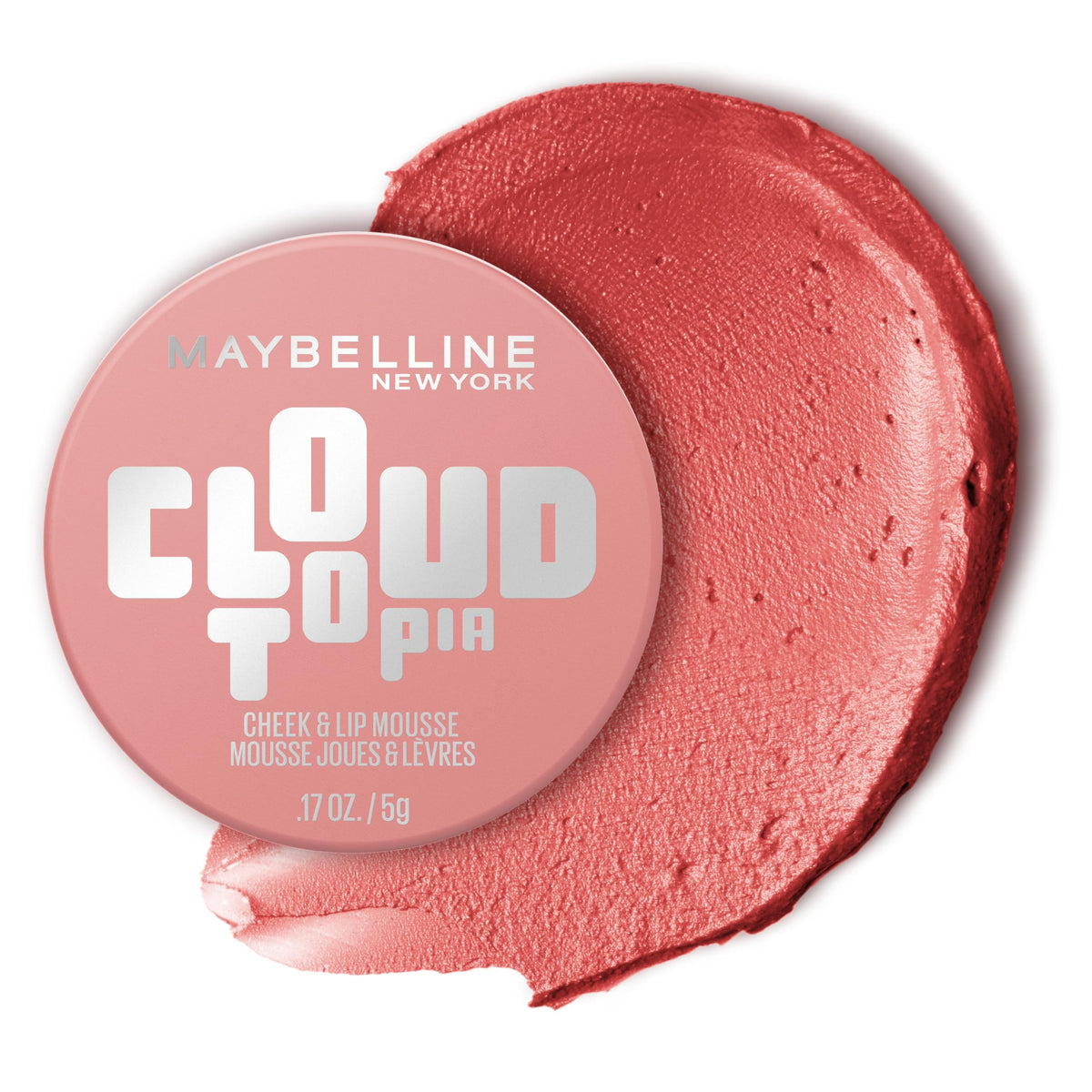 Maybelline Cloudtopia Blush for Cheeks and Lip Mousse, Ultra-Vivid, Pigmented Formula for Up to 14HR of Blush and Lip Makeup Color, Dreamy Dawn, 1