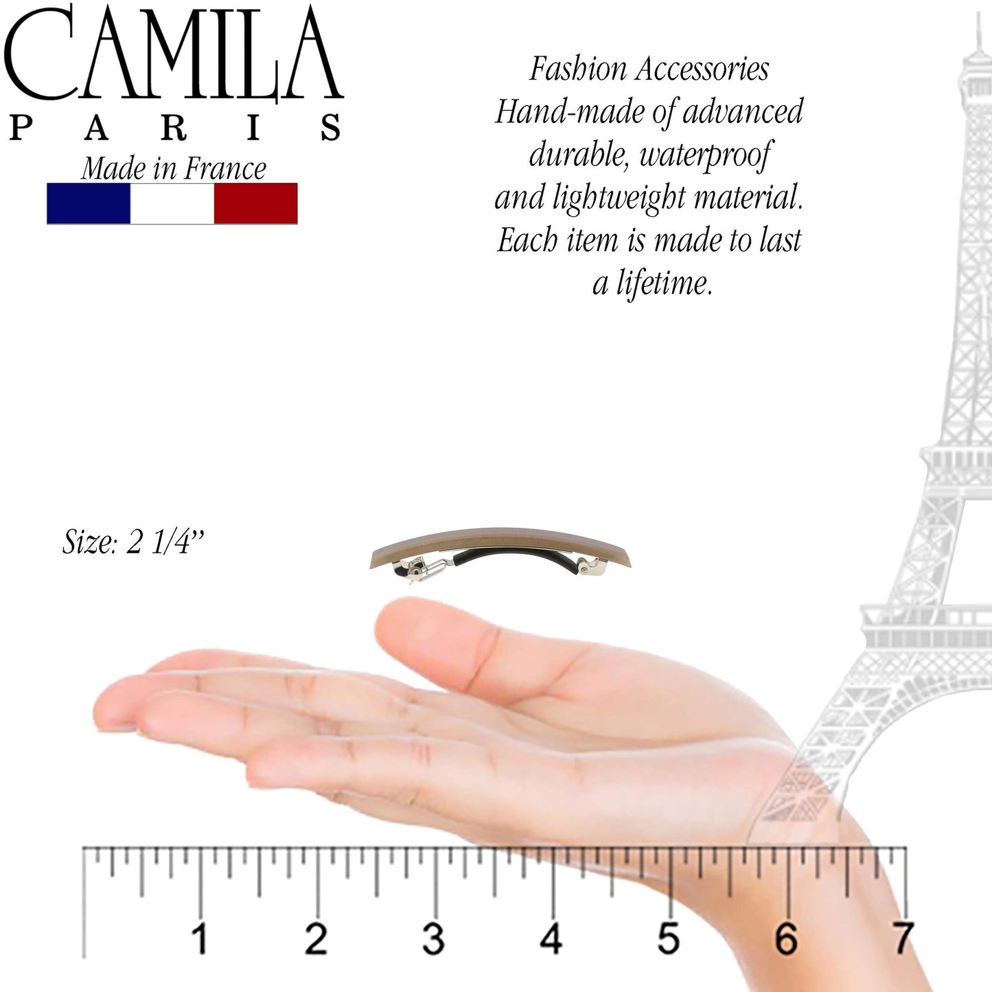 Camila Paris CP3074 French Hair Barrette Clip for Girls, Set of 2 Beige Rubberized Metal Clasp Strong Hold Grip Hair Clips for Women, No Slip Durable Beauty & Personal Care Camila
