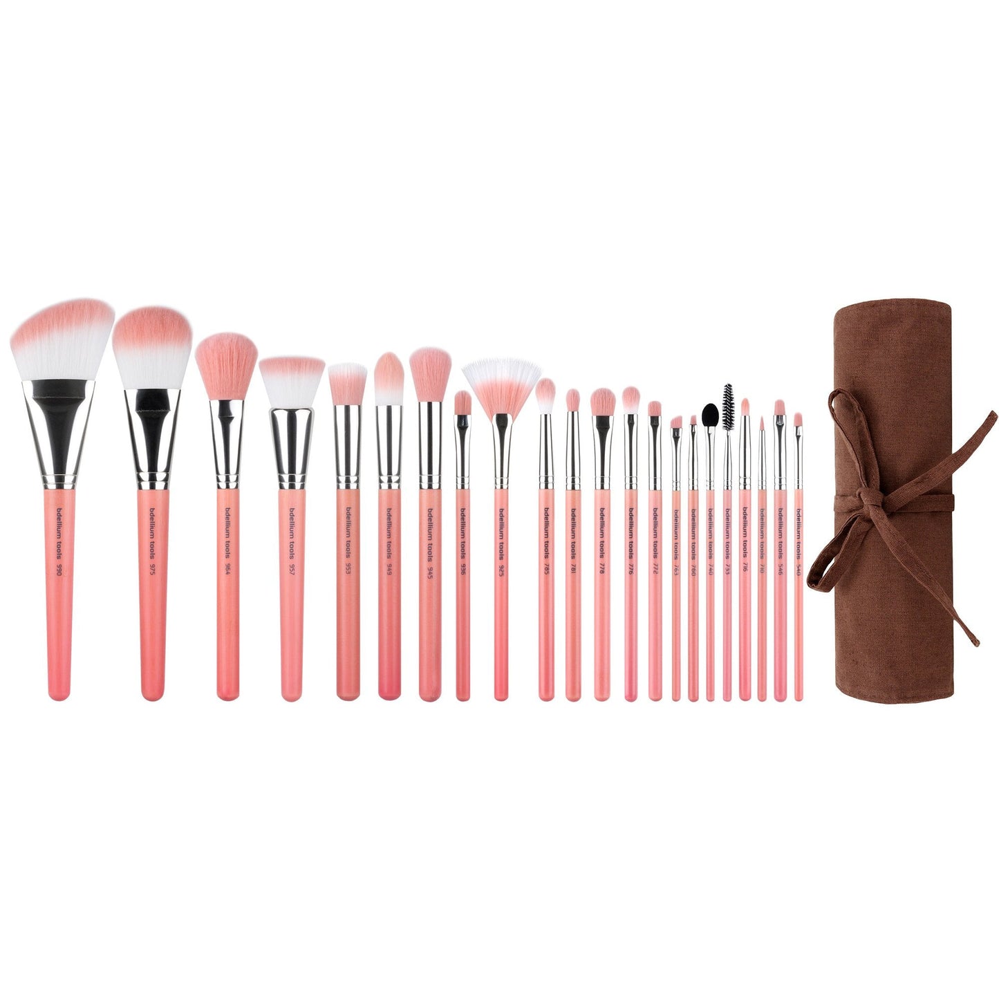 Bdellium Tools Professional Makeup Brush Pink Bambu Series - Deluxe 22pc. Brush Set with Roll-Up Pouch Beauty & Personal Care BDELLIUM TOOLS