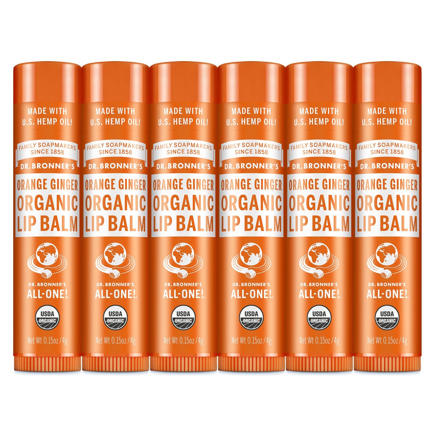 Dr. Bronner’s Organic Lip Balm 6-Pack (.15oz) Natural, Moisturizing, Petroleum-Free Lip Balm with Beeswax & Avocado Oil for Dry Lips, Men & Women Beauty and Personal Care Dr. Bronner's