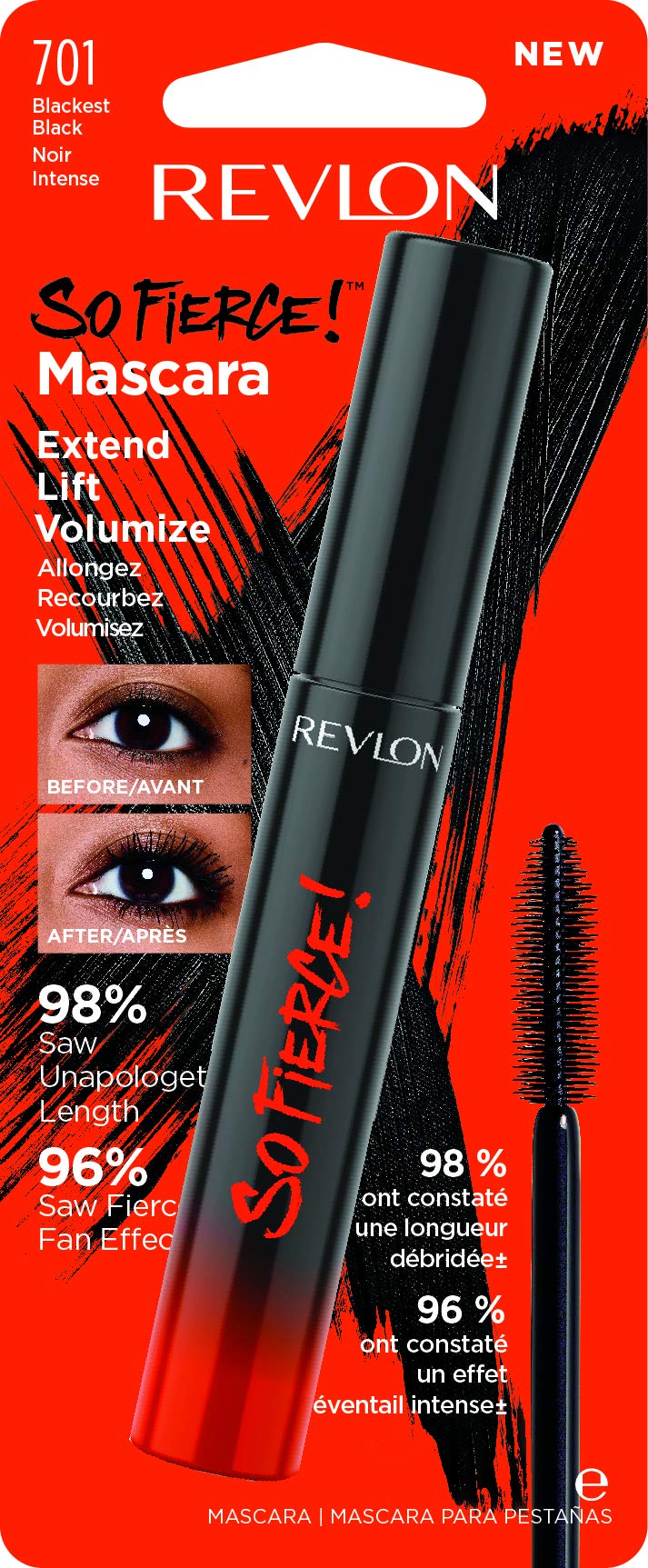 Revlon Mascara, So Fierce Eye Makeup, Lasts up to 24 Hours, No Clump, Smudge-Proof, Flake-Free, 701 Blackest Black, 0.25 fl oz Beauty & Personal Care REVLON
