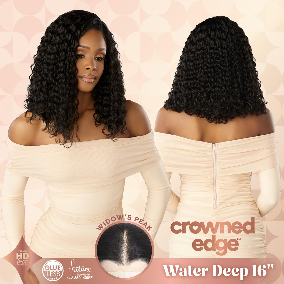 Sensationnel Crowned Edge Widow's Peak Wig -Water Deep 16 Inch, BEIGEBLONDE