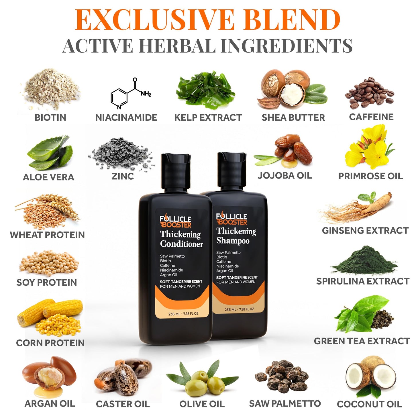 Biotin Hair Growth Shampoo and Conditioner Set for Men and Women - Thickening Treatment for Thinning Hair - Natural and Vegan DHT Blocker for Hair Beauty & Personal Care FOLLICLE BOOSTER