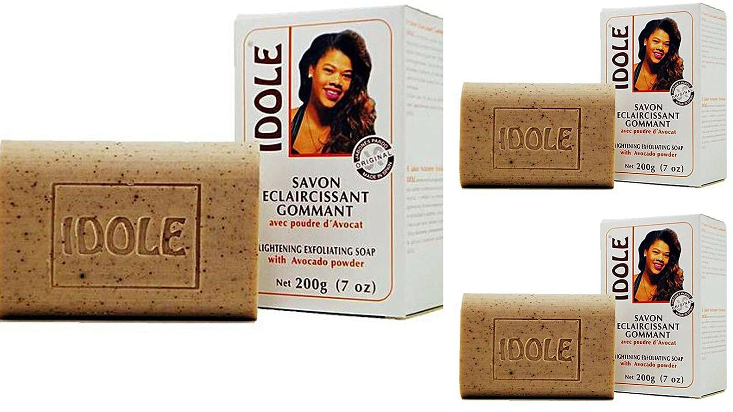 Idole Brightening Exfoliating Soap with Avocado Seed Powder, Net 125 grams (4.4 ounces) 3-Pack Beauty & Personal Care Idole