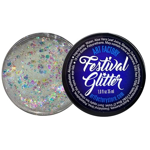 Art Factory Snowflake Iridescent Clear Body Glitter Gel - Chunky Cosmetic Glitter for Face, Hair & Body - Festival Rave Makeup, Long Wear Hair Glitter Beauty & Personal Care Art Factory
