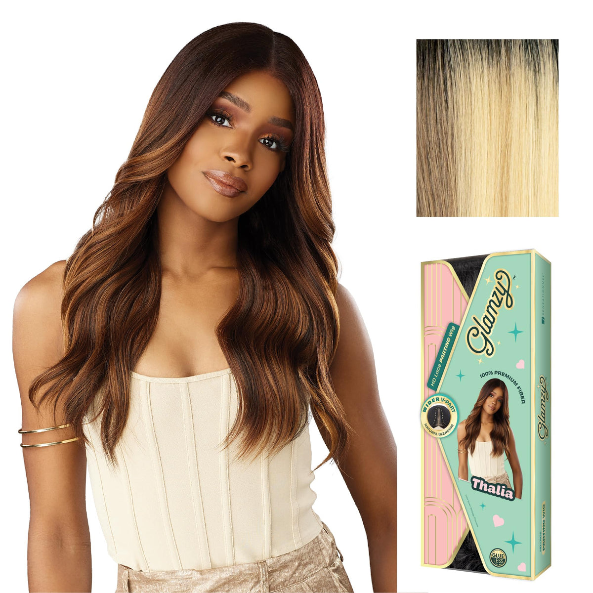 Sensationnel Glamzy Lace Part Wig-Thalia, BALAYAGEVANILLABLONDE