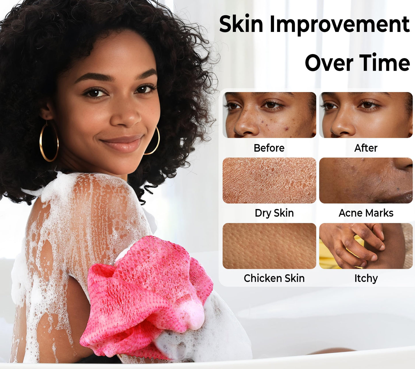 African Net Sponge Authentic - 2 Pieces Exfoliating Body Scrubber Bath Sponge - Loofah Washcloth Back Scrub for Shower Body Exfoliator - Face & Skin Beauty and Personal Care RelaxScene