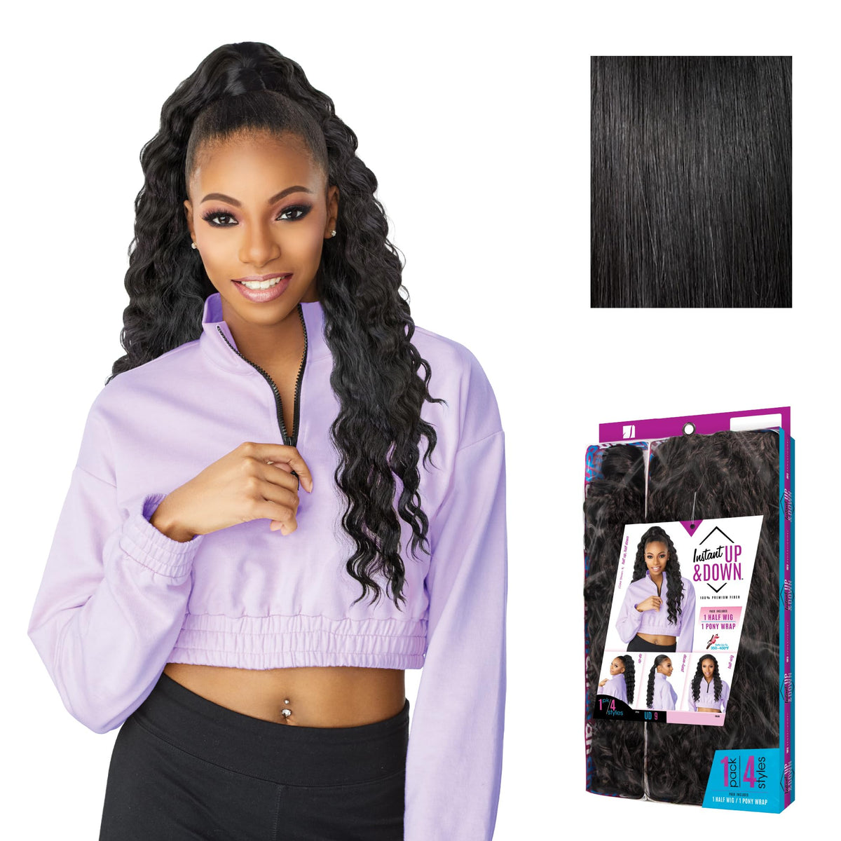 Sensationnel Instant Updown Halfwig Pony-lud 9, 1 JETBLACK