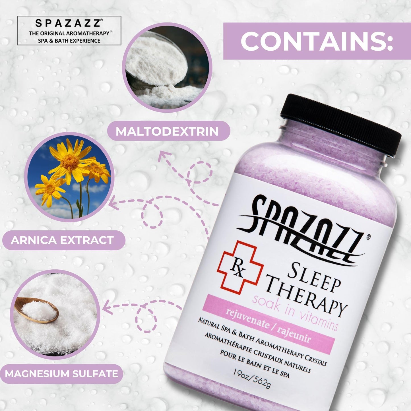 Spazazz Aromatherapy Salt Crystals 19oz - Sleep Therapy - Hot Tub & Bath Soak - Spazazz Hot Tub Crystals are Oil-Free & Safe for All Spas Beauty and Personal Care Spazazz