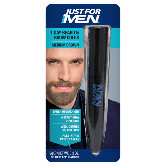 JUST FOR MEN 1-Day Beard & Brow Color, Temporary Color, Medium Brown