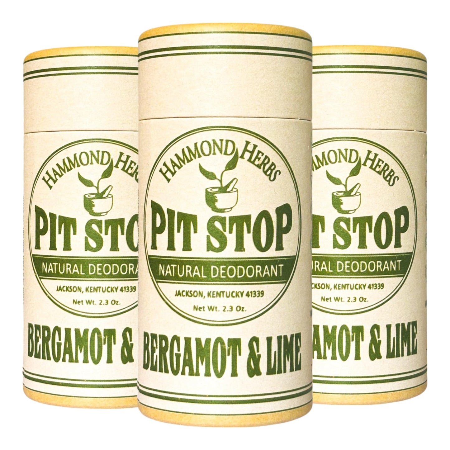 Hammond Herbs - PIT STOP Deodorant - Aluminum-Free, Plastic-Free, All-Natural Odor Control, 3 Pack (Bergamot & Lime) Beauty and Personal Care Hammond Herbs