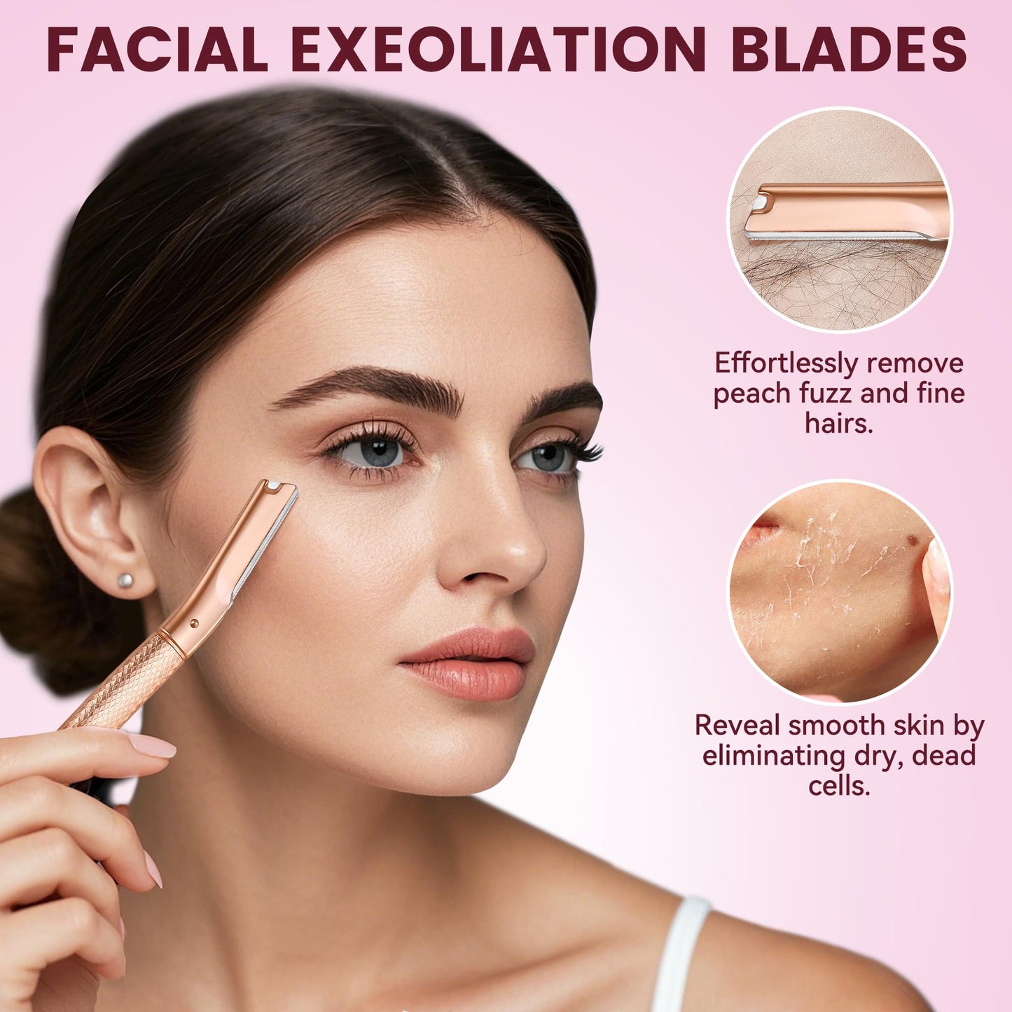 Derloyo Dermaplane Razor for Women Face, 12 Refill Blades, Rose Gold Beauty and Personal Care derloyo