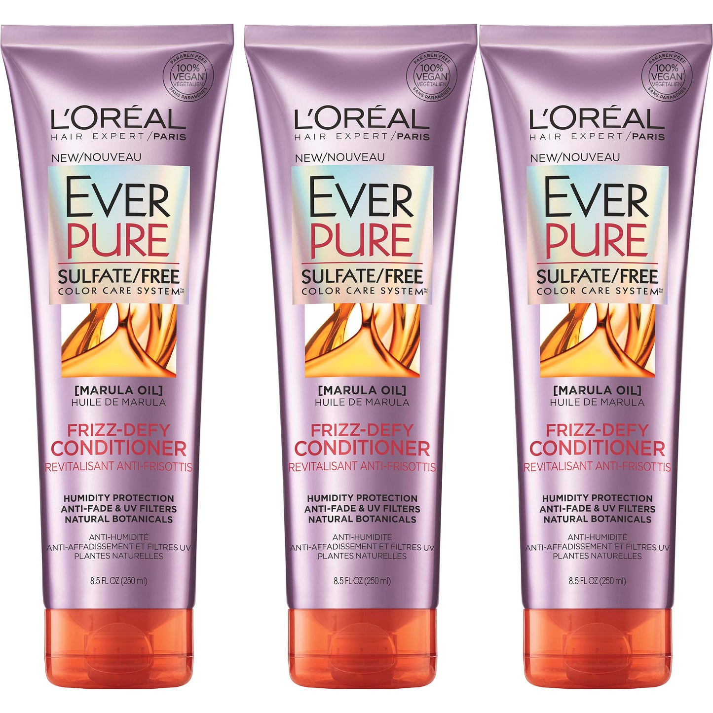 L'Oreal Paris Hair Care Everpure Sulfate Free Frizz-Defy Conditioner, 3 Count Beauty & Personal Care L'Oreal Paris