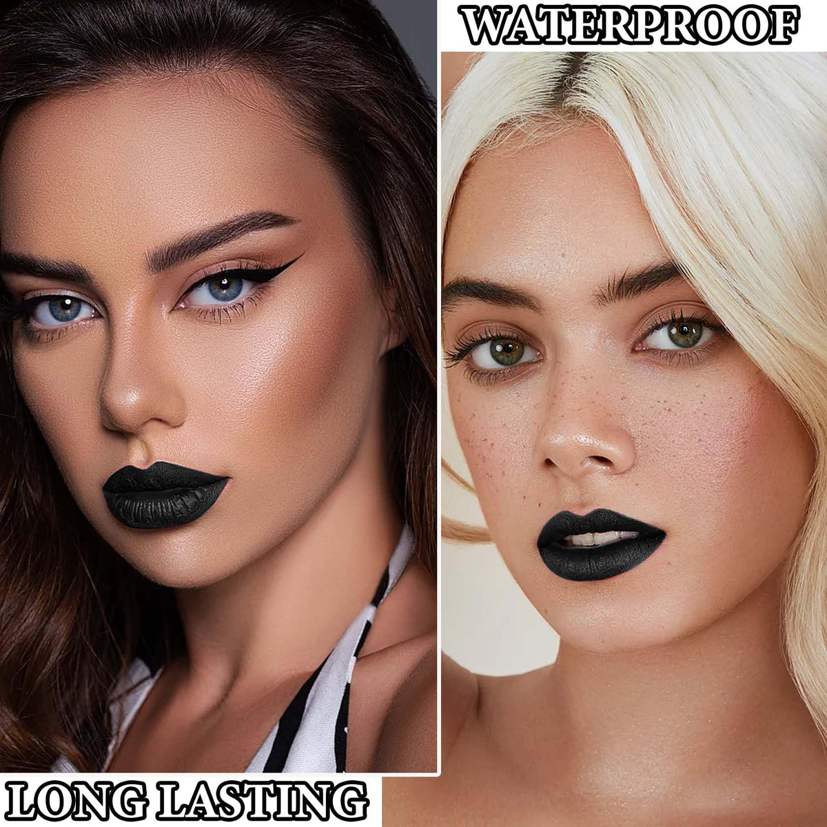 Black Matte Lipstick,2 Pcs Black Matte Lip Liner and Liquid Lipstick Set,Waterproof Long Lasting Lip Gloss Stain,Matte Liquid Lipstick Beauty & Personal Care DuoZeng