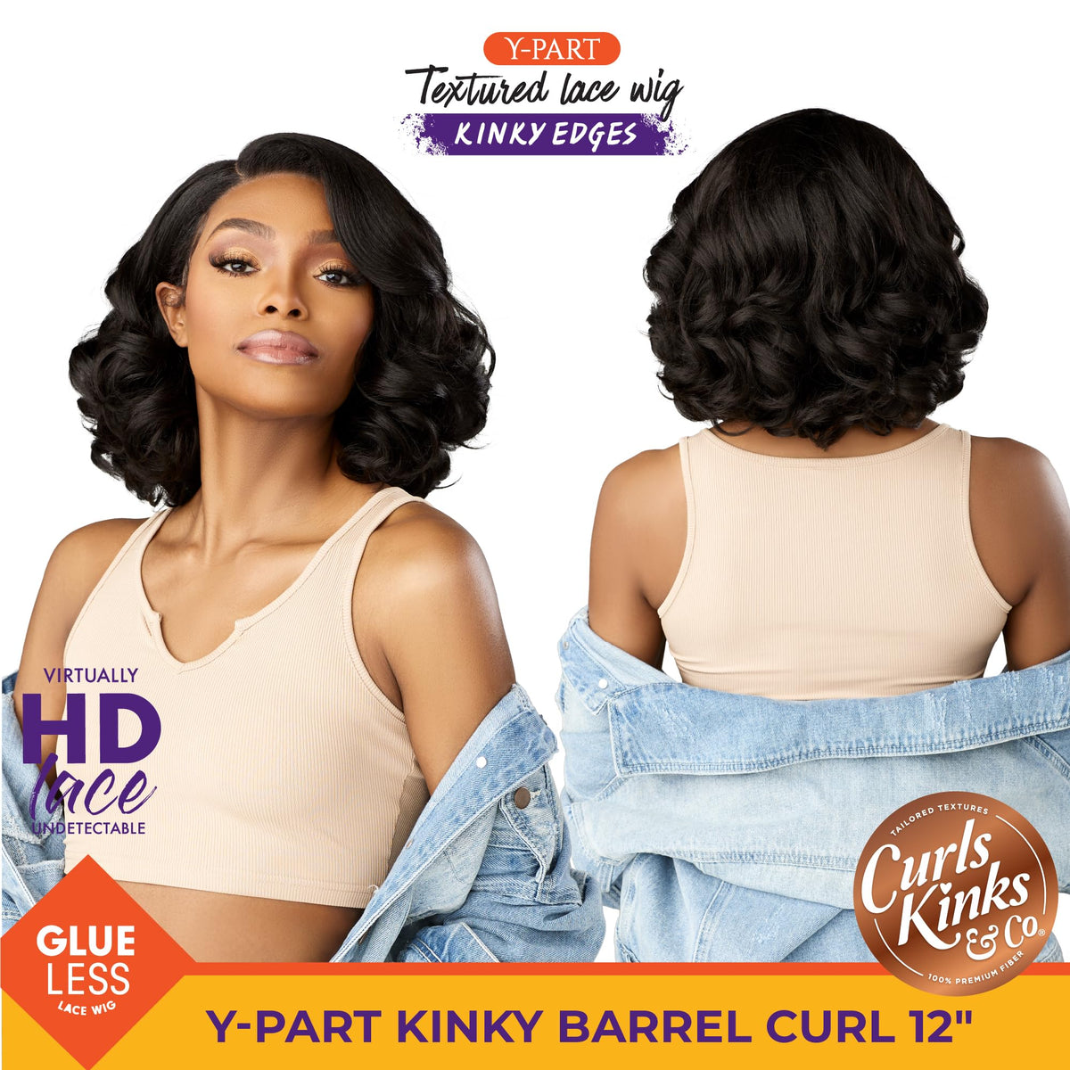 Sensationnel CKCO Kinkyedges Wig-Kinky Barrel Curl 12 Inch, 1B OFFBLACK