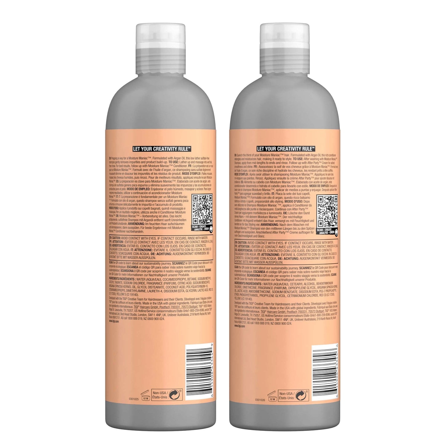 TIGI Bed Head Sulfate Free Shampoo and Conditioner Set for Dry Hair, Moisture Maniac Hair Care with Argan Oil, 25.36 fl oz, 2 Pack Beauty & Personal Care TIGI
