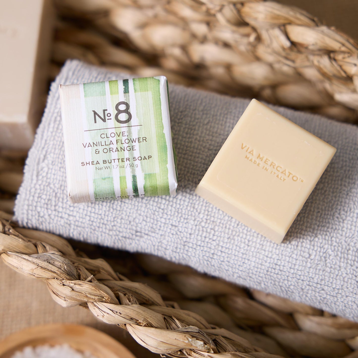Via Mercato Travel Sized Italian Soap Bar (50g) - No. 8 Clove, Vanilla Flower and Orange Beauty & Personal Care Via Mercato