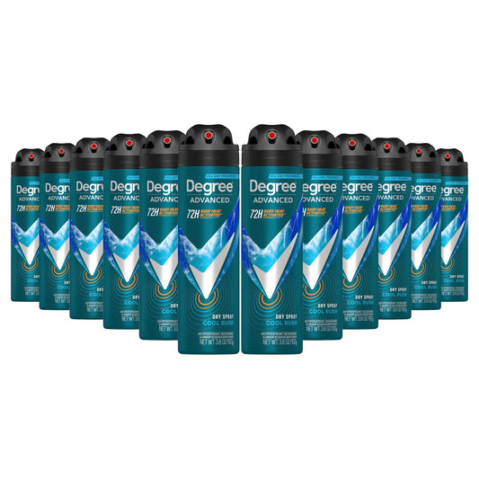 Degree Men Antiperspirant Deodorant Dry Spray Cool Rush 12 Count 72-Hour Sweat and Odor Protection Deodorant for Men With Body Heat Activated Beauty and Personal Care Degree