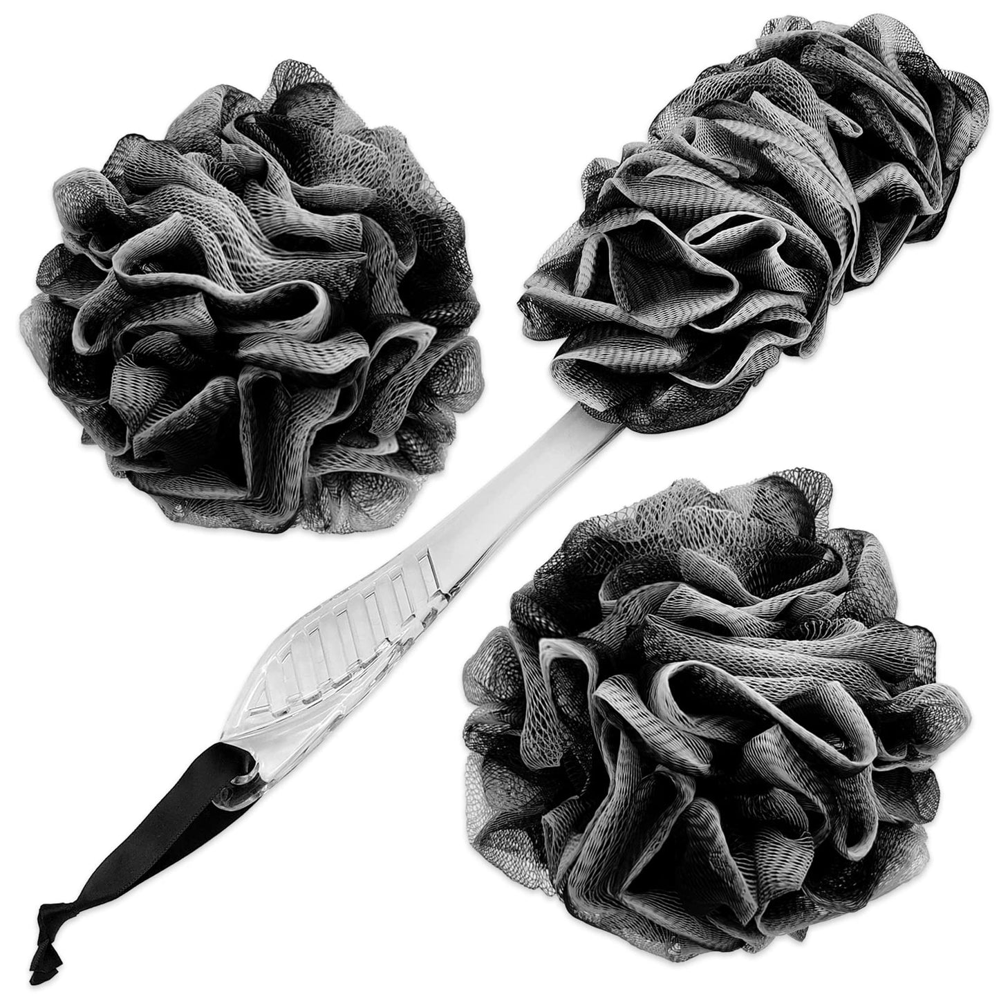 Loofah Handled Back Brush for Shower & Bath Shower Scrubber Bouquet Sponge,1 Pack Long Handled Shower Sponge,2 Pack 75g XL Exfoliate Charcoal Mesh Beauty & Personal Care Scartink