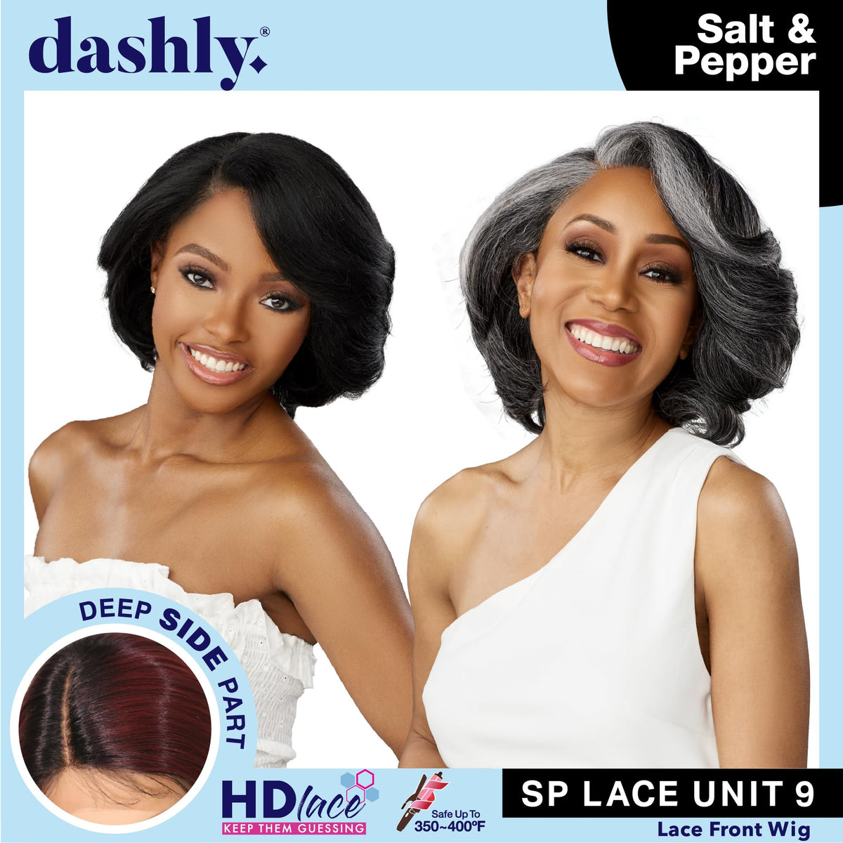 Sensationnel Dashly Lace Saltandpepper Wig-Sp Unit 9, LIGHTASHBROWN