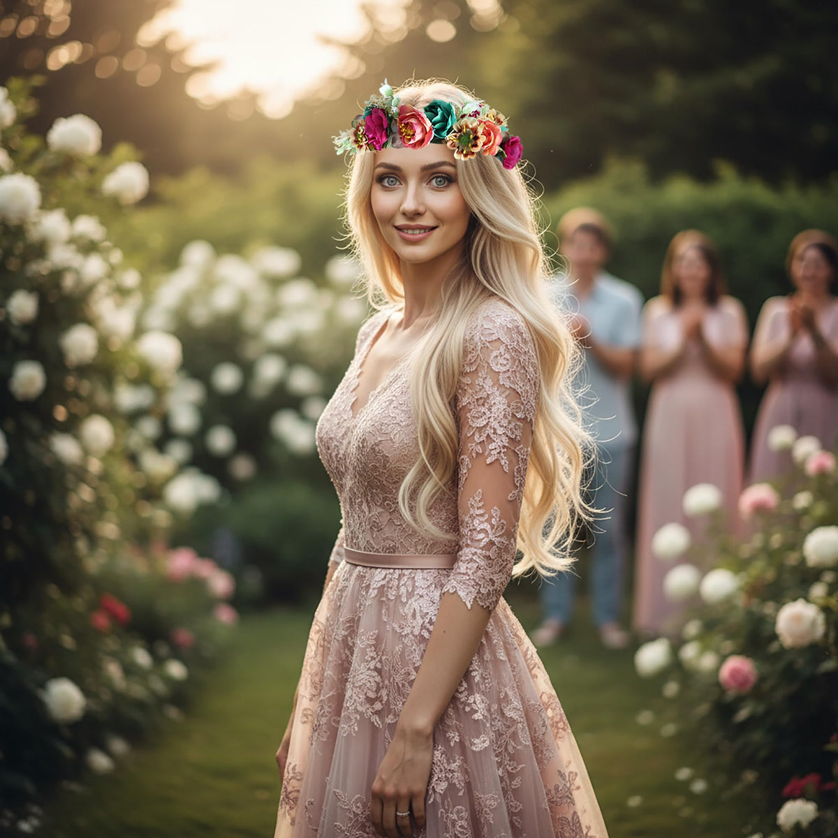 LLinfflr Women Floral Crown Flower Garland Headband Halo Headpiece Boho