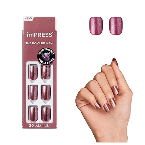 KISS imPRESS Color Press-On Manicure, Gel Nail Kit, PureFit Technology, Short Length, “Peanut Pink”, Polish-Free Solid Color Mani, Includes Prep Pad Beauty & Personal Care imPRESS