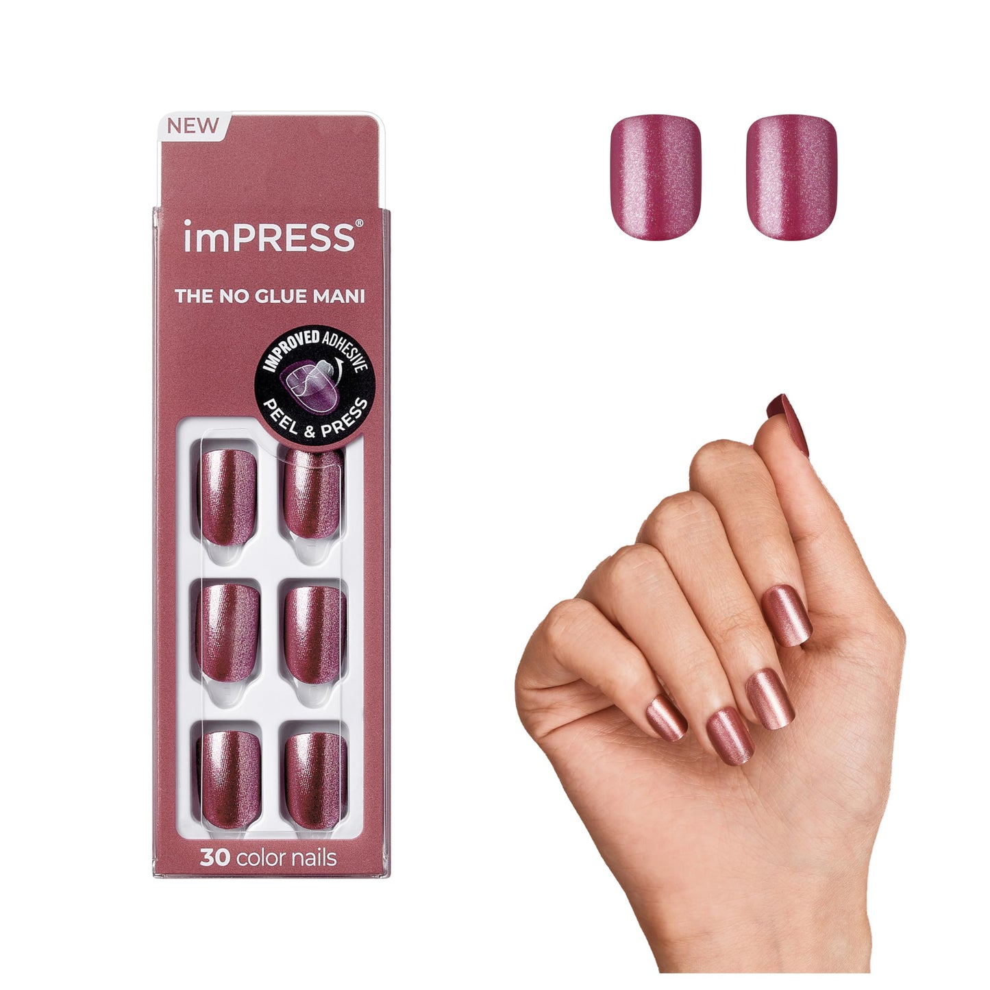 KISS imPRESS Color Press-On Manicure, Gel Nail Kit, PureFit Technology, Short Length, “Peanut Pink”, Polish-Free Solid Color Mani, Includes Prep Pad Beauty & Personal Care imPRESS