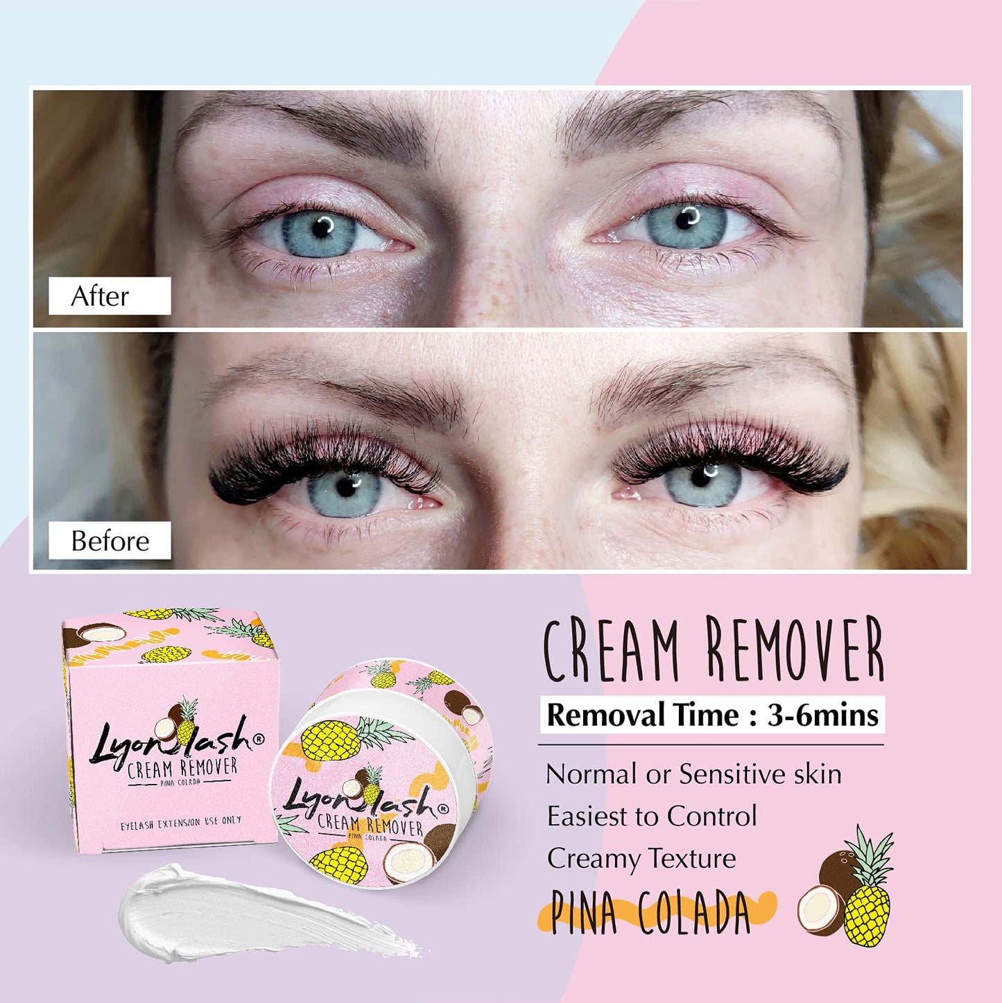 Lyon Lash Pro Gentle Eyelash Extension Cream Remover 15g 0.51fl. oz | Removes Lash Extension Glue Effectively| Low Irritation for Sensitive Skin | Beauty & Personal Care Lyon lash