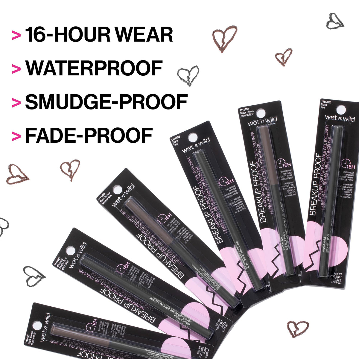 wet n wild Mega Last Breakup Proof Retractable Eyeliner - Ultra-Fine Brush, Waterproof,16-Hour Long-Lasting Wear - Cruelty-Free & Vegan - Black Beauty & Personal Care wet n wild