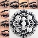 Mikiwi 25mm Faux Mink Lashes, 6D lashes, Faux Mink Eyelashes, Dramatic Lashes, 7 Pairs Fluffy Mink Lashes, 25 mm Lashes for Halloween Party Beauty & Personal Care mikiwi