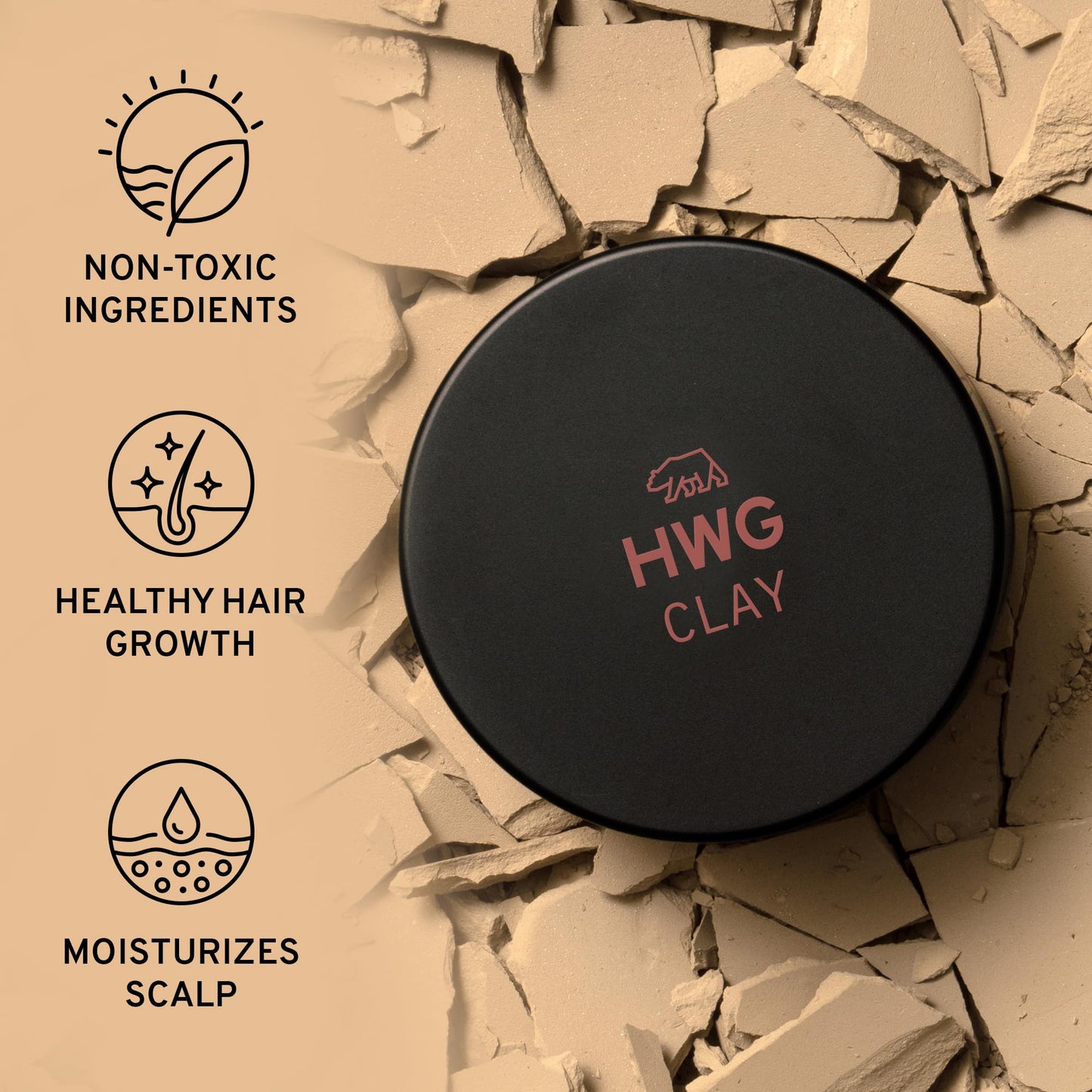 Hardworking Gentlemen - Medium Hold Hair Clay - Mens Hair Clay - ALL NATURAL ingredients - Matte Finish - Holds All Day - 2oz. (Medium Hold) Beauty & Personal Care Hardworking Gentlemen