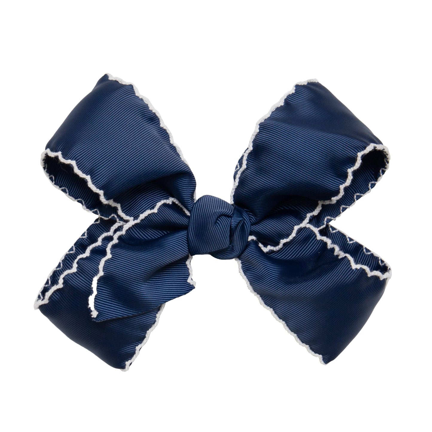 HAIRBOWS Girls' Grosgrain Moonstitch Hair Bow with a Knot Wrap Center on a Clip, All Ages and Hair Types, 6 Inch Bow, Navy w/White Trim Beauty & Personal Care HAIRBOWS.COM