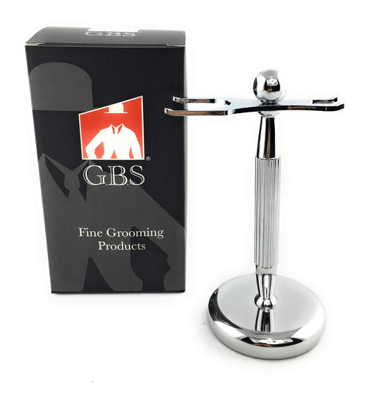 G.B.S Brush and Razor Stand - Lined Chrome Shaving Stand - Stylish and Unbreakable Stand Best for Your Bathroom Everyday Grooming Beauty and Personal Care G.B.S