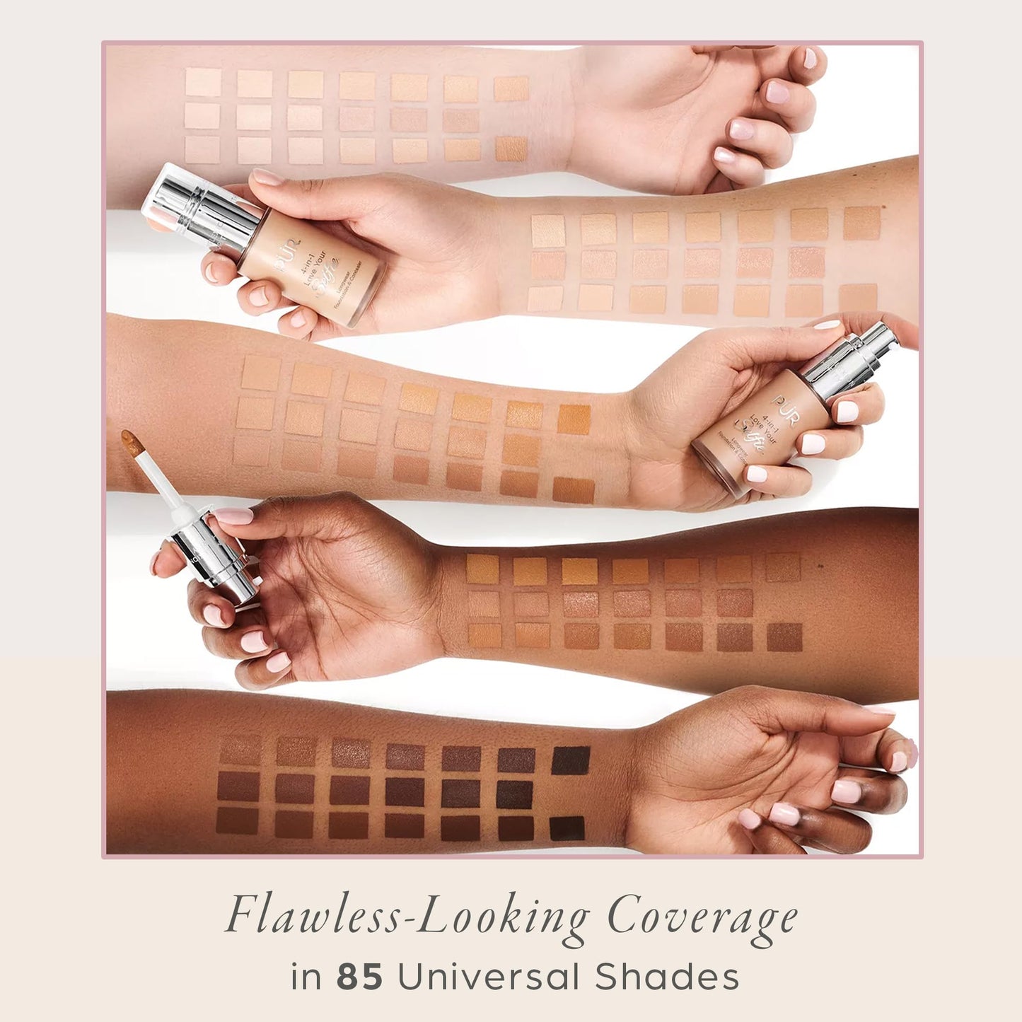 PÜR MINERALS 4-in-1 Love Your Selfie Longwear Foundation & Concealer, Full Coverage Liquid Foundation, Hydrating Formula, Cruelty Free Beauty & Personal Care PÜR MINERALS