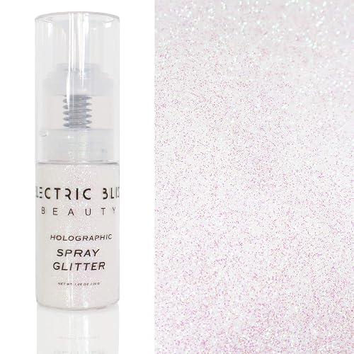 Iridescent White Glitter Spray - 30g Loose, Face, Hair, Eye & Body Glitter for Women - Rave & Festival Accessory - Cosmetic Makeup Beauty & Personal Care Electric Bliss Beauty