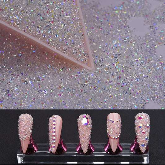 8000Pcs Ultra Mini 1.2mm Nail Rhinestones Sand Nail Diamonds Micro Pixie Crystals for Nails Iridescent AB Bling, Tiny Nail Gems Sugar Glitter Beads Beauty & Personal Care HINABTRU