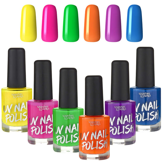 splashes & spills UV Blacklight Glow Nail Polish - 6 Color Variety Pack, 13ml - Day or Night Stage, Clubbing or Costume Makeup Beauty & Personal Care splashes & spills