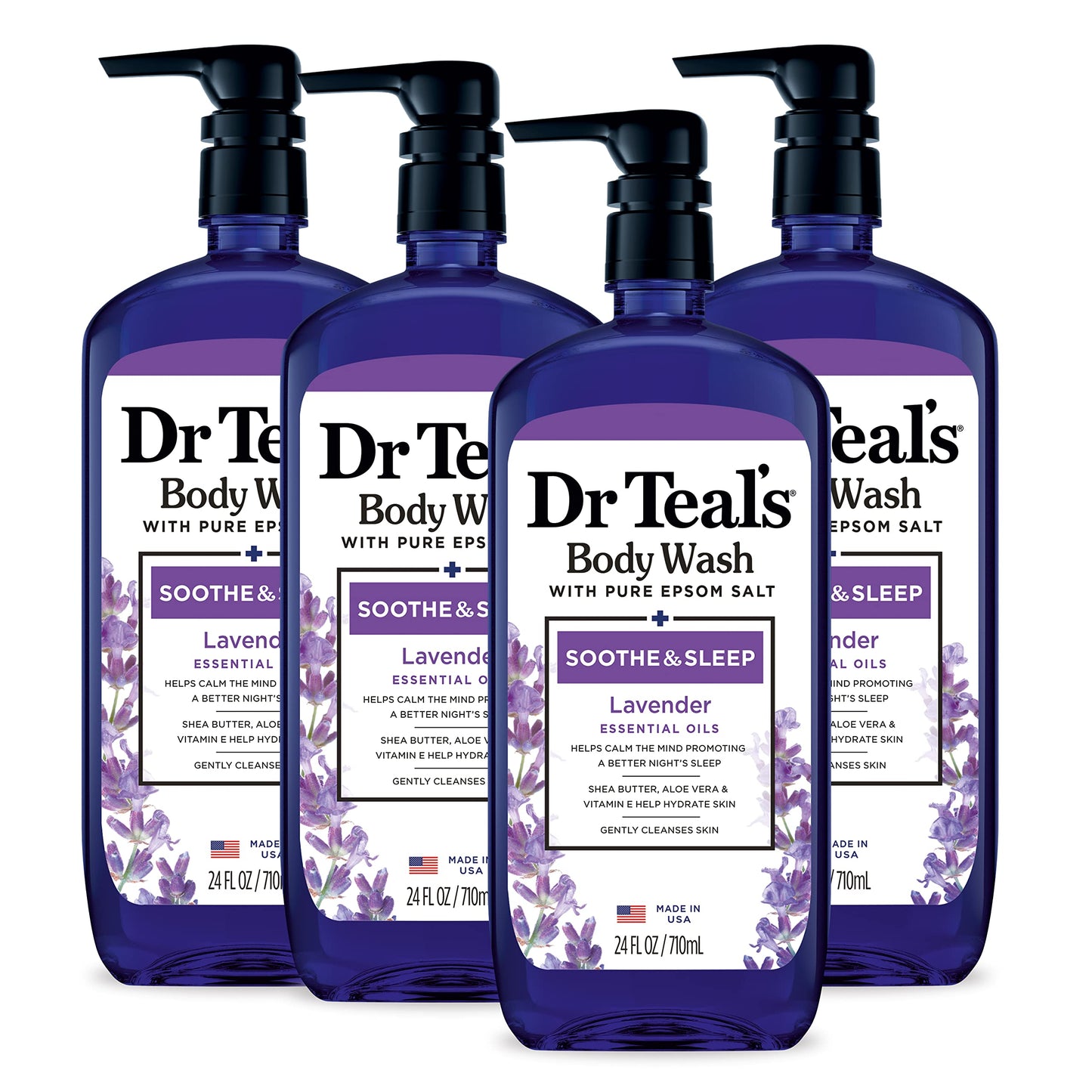 Dr Teal's Body Wash with Pure Epsom Salt, Soothe & Sleep with Lavender, 24 fl oz (Pack of 4) Beauty & Personal Care Dr Teal's