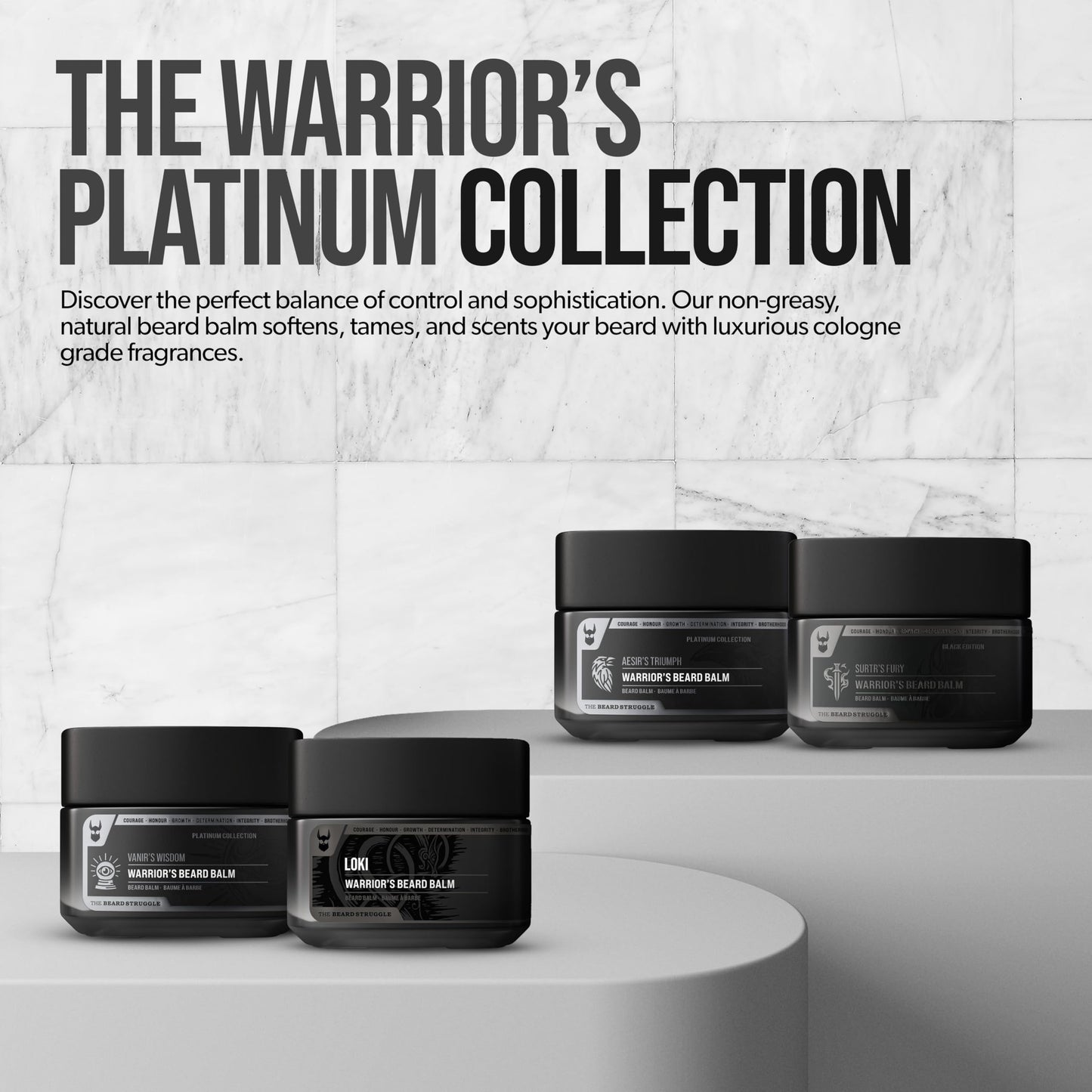 The Beard Struggle Warrior’s Beard Balm - Platinum Collection, Surtr's Fury - Non-Greasy Low-Hold Formula, Luxurious Cologne-Grade Fragrances 100% Beauty and Personal Care The Beard Struggle